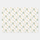 Swan Sage Green and Gold Floral Roses ラッピングペーパーシート (正面)