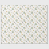 Swan Sage Green and Gold Floral Roses ラッピングペーパー (フラット)