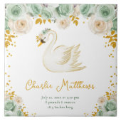 Swan Sage Green and Gold Roses Birth Statistics タイル (正面)