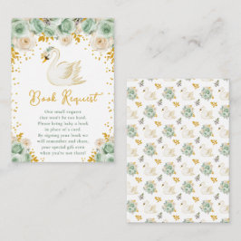 Swan Sage Green and Gold Roses Book Request エンクロージャーカード