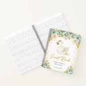 Swan Sage Green Gold Roses Baby Shower Guest Book ノートブック (内部)
