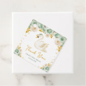 Swan Sage Green Gold Roses Baby Shower Thank You フェイバータグ (インサイチュ)