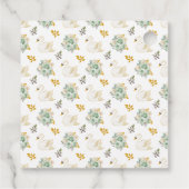 Swan Sage Green Gold Roses Baby Shower Thank You フェイバータグ (裏面)