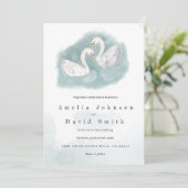 Swan watercolor themed elegant wedding invitation 招待状 (スタンド正面)