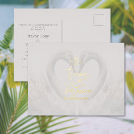 Swan Wedding Foil Invitation Postcard 箔招待状ポストカード