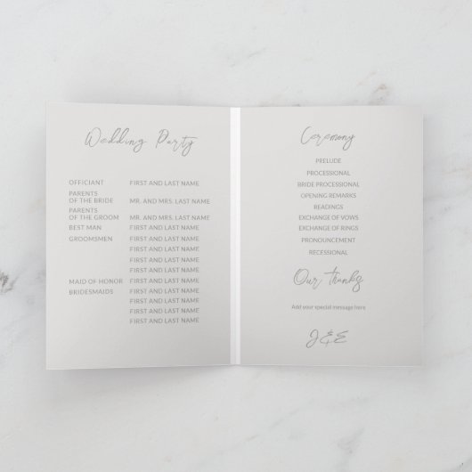 Swan Wedding Folded Program プログラム (内部)