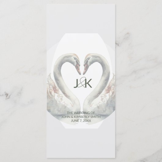 Swan Wedding Monogram Flat Menu メニュー (裏面)