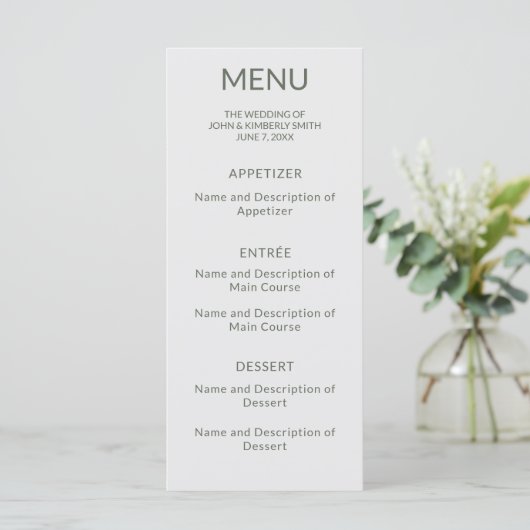 Swan Wedding Monogram Flat Menu メニュー (スタンド正面)