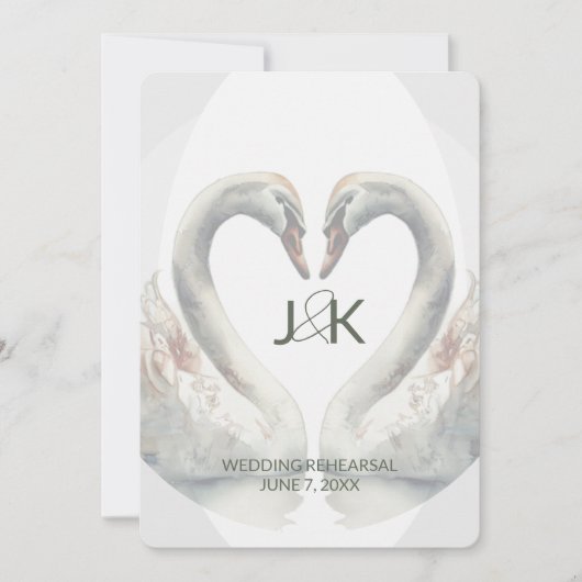 Swan Wedding Rehearsal Dinner Invitation 招待状 (正面)