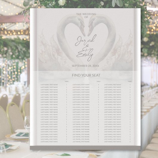 Swan Wedding Seating Chart Poster ポスター