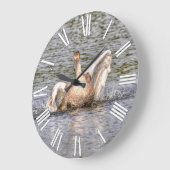 Swan Wildlifeのミュート水鳥写真 ラージ壁時計 (傾斜)