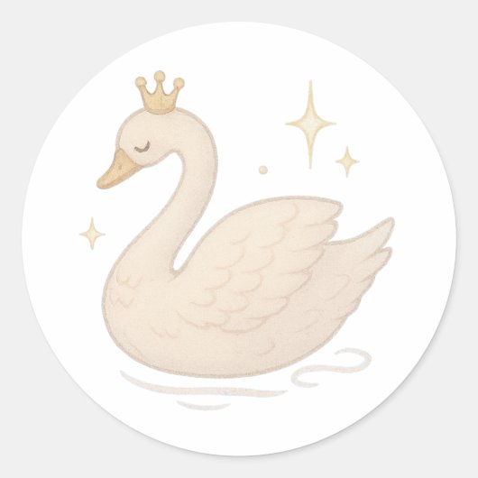 Swan with crown ラウンドシール (正面)