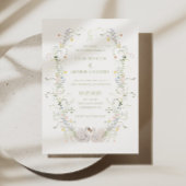 Swans Floral Frame Monogram Wedding  招待状