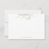 Swans Floral Monogram Crest Wedding サンキューカード (裏面)
