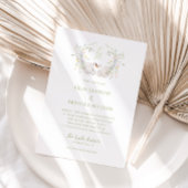 Swans Floral Monogram Crest Wedding  招待状