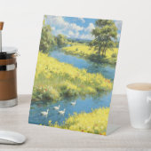 Swans in the Summer Stream 台座サイン (インサイチュ)