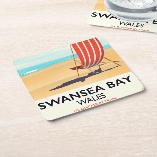 Swansea Bay Wales Seaideポスター スクエアペーパーコースター (アングル)