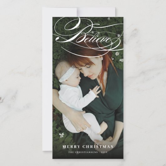 Swashスクリプ信じト宗教的なクリスマスの写真 シーズンカード (正面)