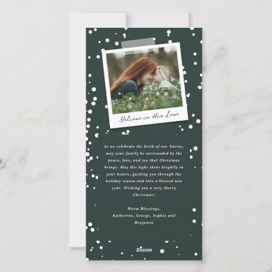 Swashスクリプ信じト宗教的なクリスマスの写真 シーズンカード (裏面)