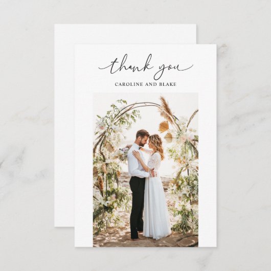 Swash Script's Thank 結婚 You Photo Card 案内状 (正面/裏面)