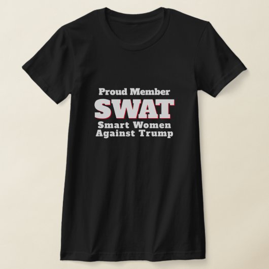 「SWATおもしろい：トランプ頭が切れるに対する女性」 Tシャツ (レイダウン)