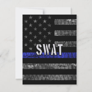 SWAT動揺して警察旗 サンキューカード