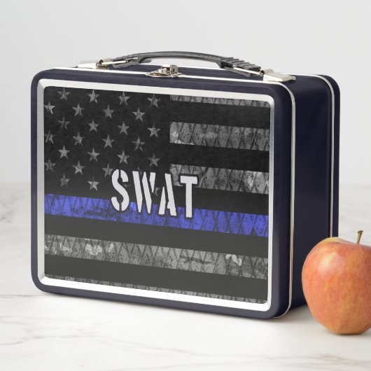 SWAT動揺して警察旗 メタルランチボックス (インサイチュ)