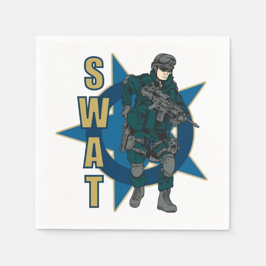 SWAT警察官 スタンダードカクテルナプキン (正面)