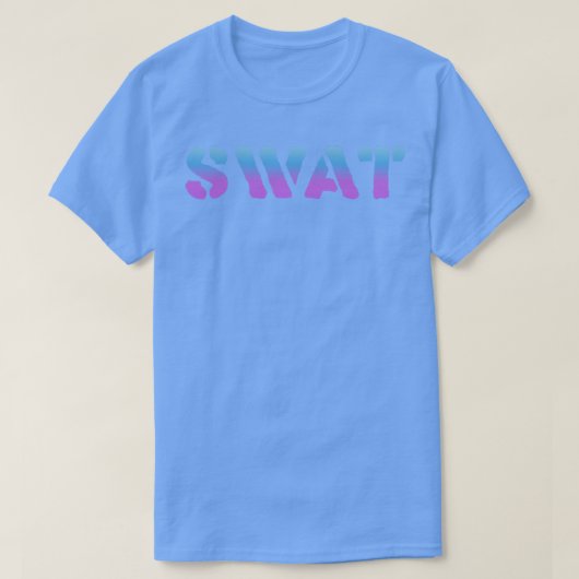 SWAT青グラデーションタイポグラフィ Tシャツ (デザイン正面)