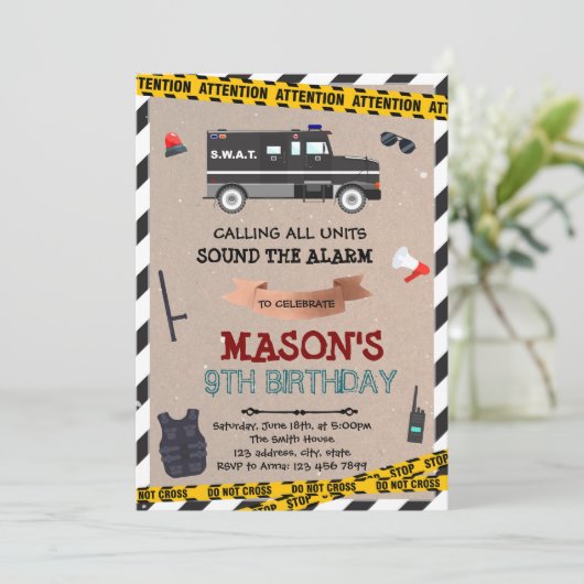 SWAT 誕生日招待状 招待状 (スタンド正面)