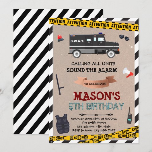 SWAT 誕生日招待状 招待状 (正面/裏面)