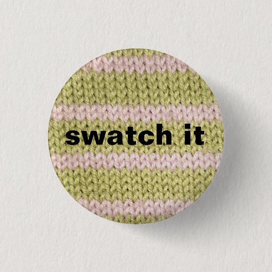 "swatch it"編み物バッジ 缶バッジ (正面)