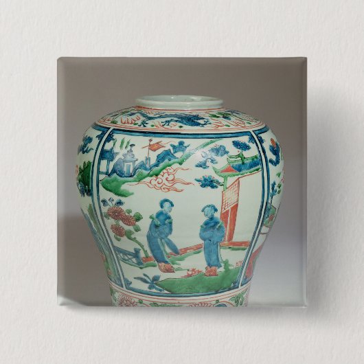 Swatowのpolychrome oviform瓶、16世紀後半 缶バッジ (正面)