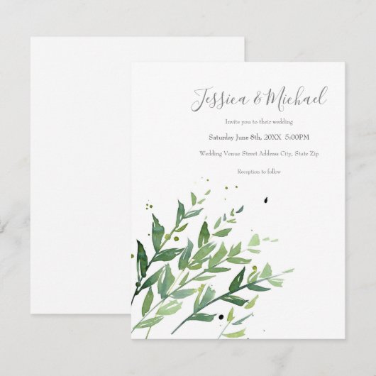 'Swaying 2'抽象芸術水色 招待状 (正面/裏面)