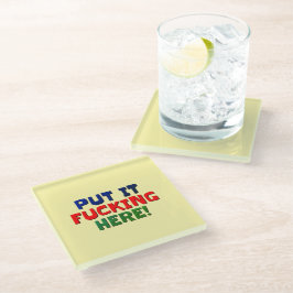 Swearing Coastersここに置く ガラスコースター