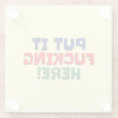 Swearing Coastersここに置く ガラスコースター (裏面)