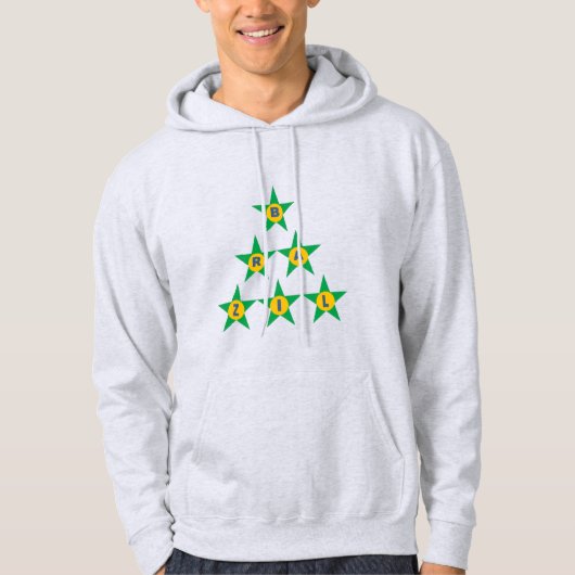 Sweat à capuche cendre  DESIGN  ETOILES  BRAZIL パーカ (正面)