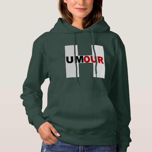Sweat à capuche femme vert foret DESIGN HUMOUR パーカ (正面)