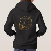 Sweat à Capuche Graphique Taureau de Feu Noir & Or パーカ (裏面)