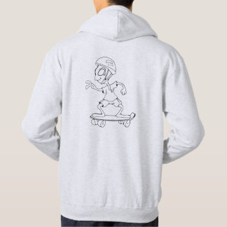 Sweat à capuche logo et alien skateur gris clair パーカ