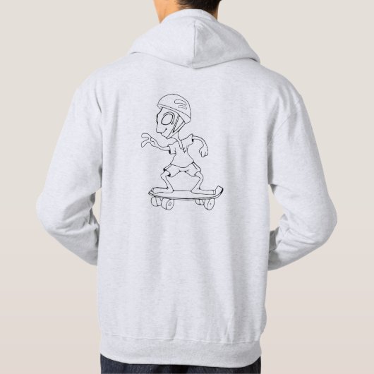 Sweat à capuche logo et alien skateur gris clair パーカ (裏面)