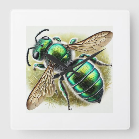 Sweat bee 300924IREF239 - Watercolor スクエア壁時計 (正面)