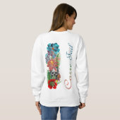 Sweat cranes et fleurs スウェットシャツ (裏面フル)