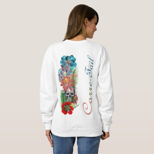 Sweat cranes et fleurs スウェットシャツ (裏面フル)