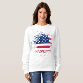 Sweat Femme Blanc Basic USA Flag スウェットシャツ (正面フル)