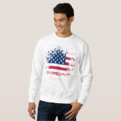 Sweat Homme Blanc Basic USA Flag スウェットシャツ (正面フル)