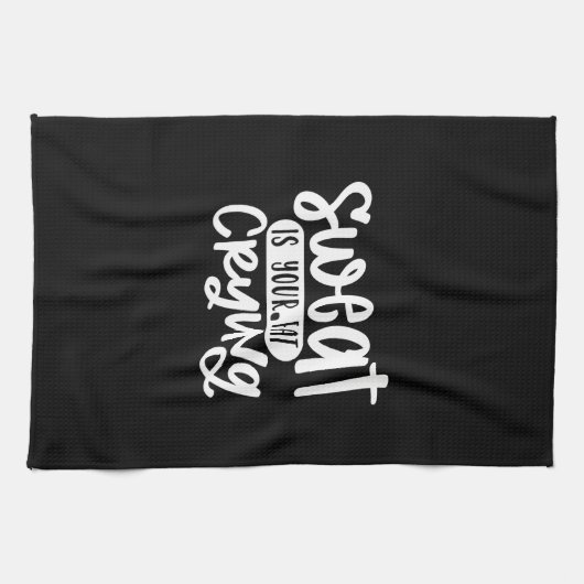 sweat is your fat crying キッチンタオル (横)