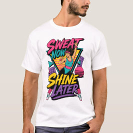 Sweat Now Shine Later レトロ80年代ジム Tシャツ