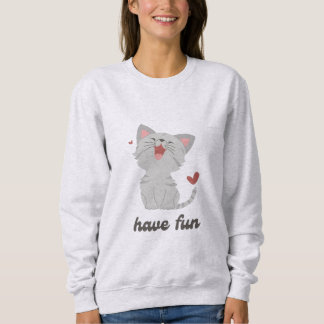 Sweat shirt « Have fun » avec un chat mignon スウェットシャツ