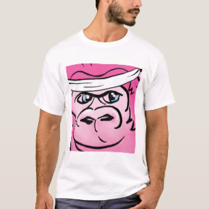 Sweatbandを持つピンクのゴリラ Tシャツ